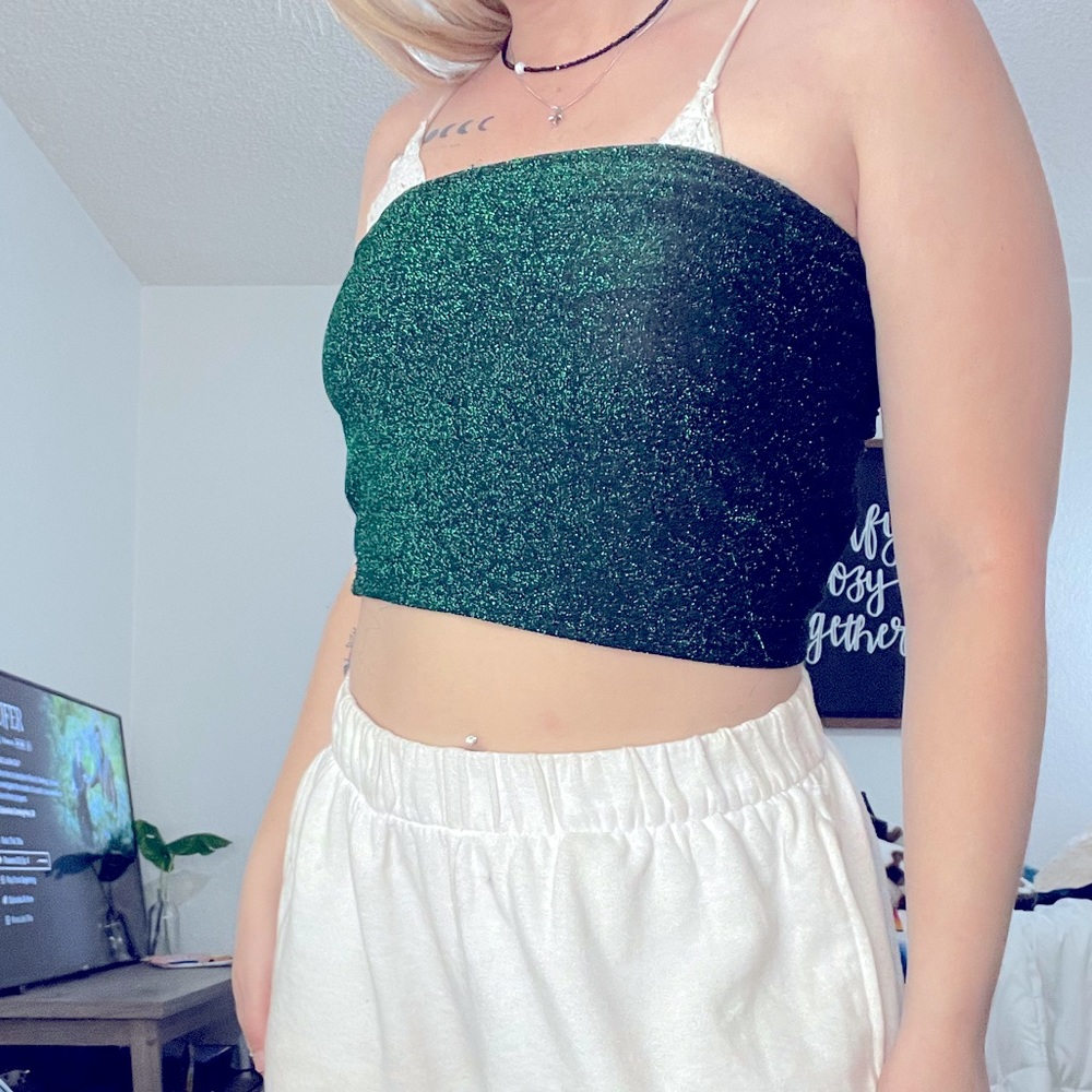 Green Glitter Tube Top